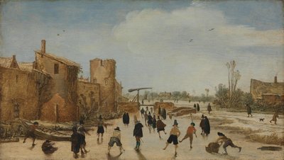 Ice skating on the moat by Esaias van de Velde