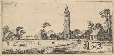 Landscape with a Meadow and a Village Church by Esaias van de Velde I