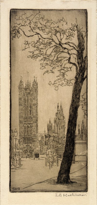 London Scene with Church by Esther Blaikie MacKinnon