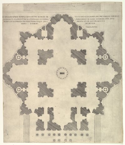 Speculum Romanae Magnificentiae: Plan of St. Peters by Etienne Duperac