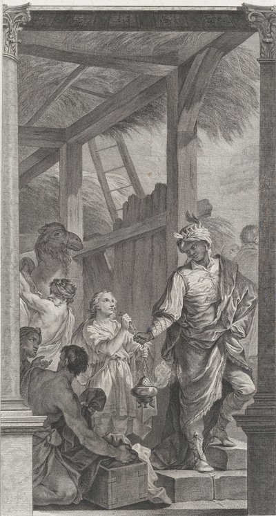 The Chapel of the Enfants-Trouvés in Paris: The Magi Balthazar and His Suite, 1752 by Etienne Fessard