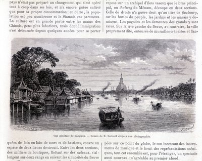 General view of Bangkok. Drawing by E. Bocourt by Etienne Gabriel Bocourt