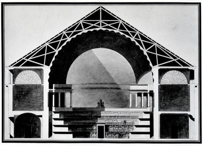 Bibliotheque Royale de France, Cross-Section Drawing of the Building. Architecture by Etienne Louis Boullee (Etienne-Louis Boullee), French Architect (1728-1799) by Etienne Louis Boullee