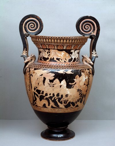 Terracotta Crater with Volutes Representing Aurora on Her Chariot by Etruscan