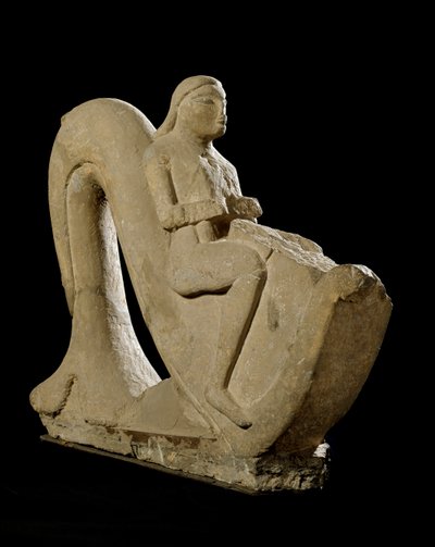 Etruscan civilization: young man riding a dolphin. Stone sculpture 550 BC. Sun. h. 82 cm Rome, Museo Nazionale di Villa Giulia by Etruscan