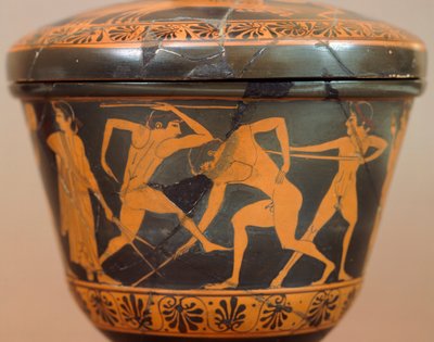 Pyxis with athletes in the gym by Etruscan