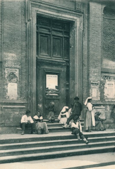 Meeting place of artists models in front of a church in the Via Babuino, Rome, Italy by Eugen Poppel