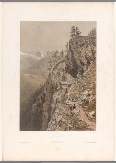 Hikers on Mountain Path near Chamonix and Mont Blanc by Eugene Ciceri