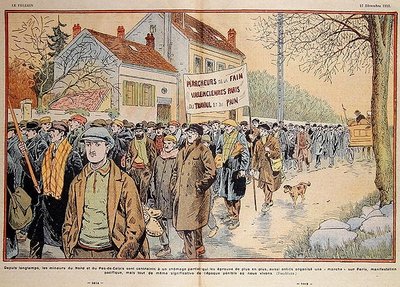 Unemployed Miners from the North of France and the Pas-de-Calais Region Marching to Paris by Eugene Damblans
