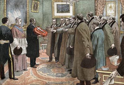 Delegates of Andorre Republic with Bishop of Urgel Taking the Oath of Obedience to France, Illustration by Damblans from Paper 
