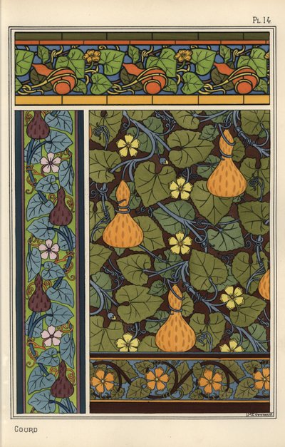 Gourd in Wallpaper, Stained Glass and Fabric Patterns by Eugene Grasset