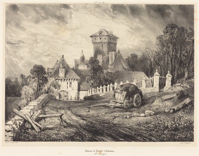 Château de Pesteil in Polminhac by Eugene Isabey
