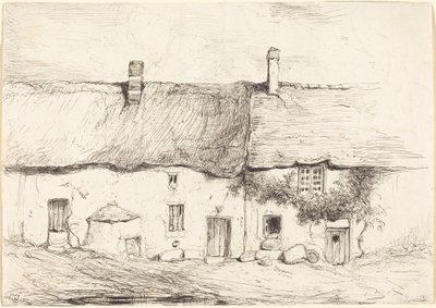 Two Cottages by Eugene Isabey