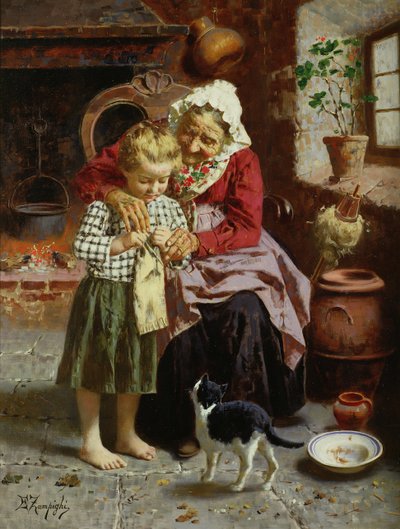 Her First Lesson by Eugenio Zampighi