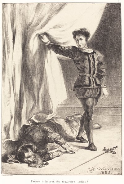 Hamlet and the Body of Polonius Act III, Scene IV by Eugène Delacroix