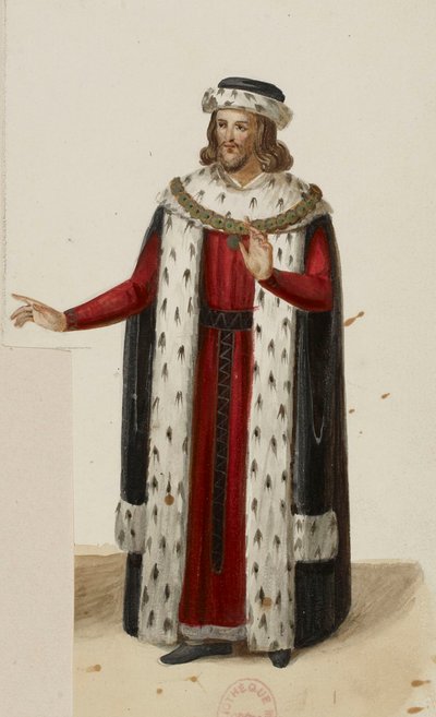 Costume of Enguerrand de Marigny (La Tour de Nesle, 1832) (cropped) by Eugène Du Faget