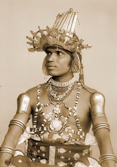 Portrait of a Sri Lankan Dancer with Embossed Silver Helmet, c.1890 by Eugène Trutat