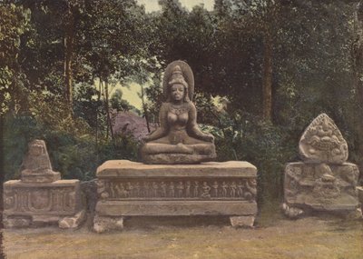 Bas-Relief and Statue of the Goddess Uma by European Photographer