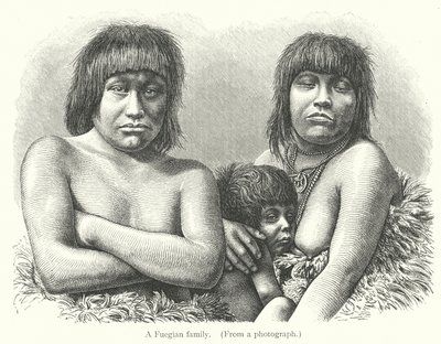 A Fuegian family by European School