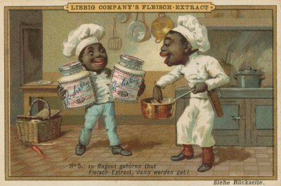 Cartoon Africans Cook with Liebig Meat Extract by European School