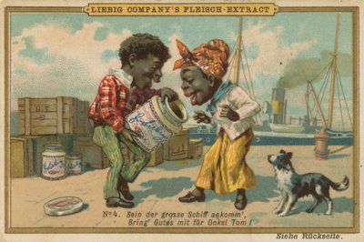 Cartoon Africans Taste Liebig Meat Extract by European School