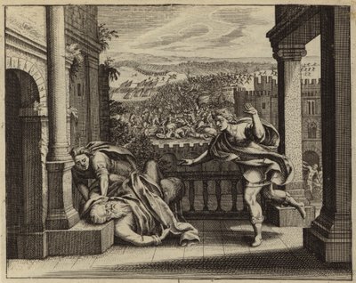 Death of Eli After the Philistines Capture the Ark of the Covenant from the Israelites (engraving) by European School