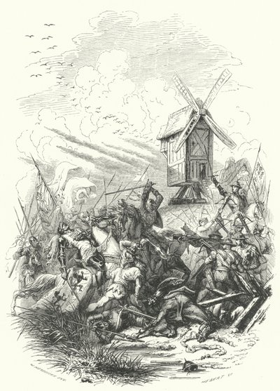 Death of John of Bohemia at the Battle of Crecy by European School