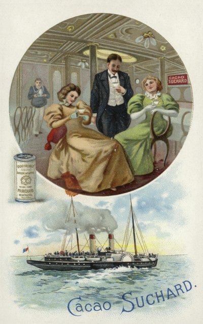 Enjoying Suchard cocoa on board a ship by European School