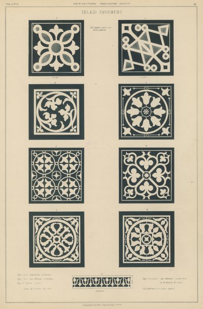 Examples of Inlaid Pavement from the Baptistery and the Church of San Miniato al Monte, Florence, and the Cathedral of Lucca, Italy by European School