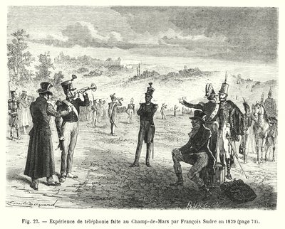 Telephone Experiment Conducted at Champ-de-Mars by Francois Sudre in 1829 by European School