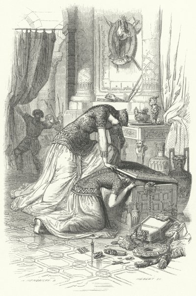 Fredegund, Queen of Chilperic I, Attempting to Kill Her Daughter Rigunth by European School