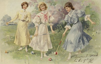 Girls Playing Croquet by European School