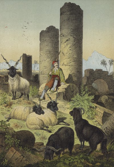 Greek Shepherd with Wallachian Sheep and Syriax-Goats by European School