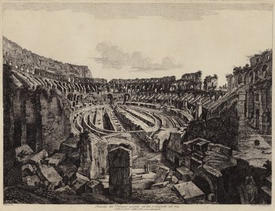 Interior of the Coliseum in Rome, excavated in 1813 and opened in 1814 by European School
