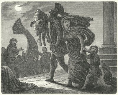 Jason escaping from Colchis with Medea and the Golden Fleece on the Argo by European School