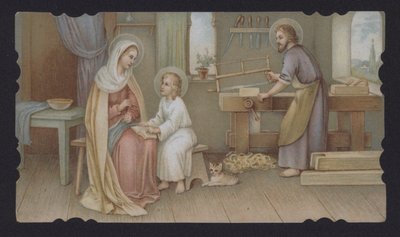 Jesus Christ as a Boy with His Mother, Mary, in Joseph