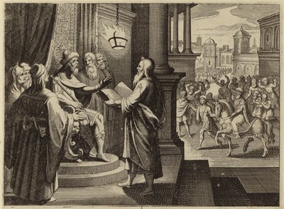 King Ahasuerus Ordering the Book Chronicling His Reign to Be Brought and Read to Him by European School