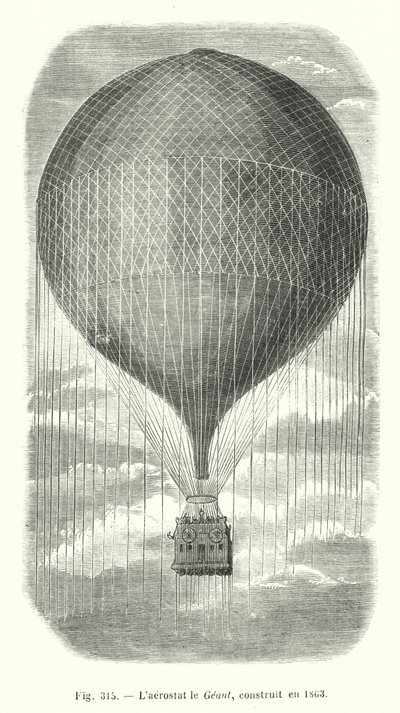 The aerostat the Giant, built in 1863 by European School