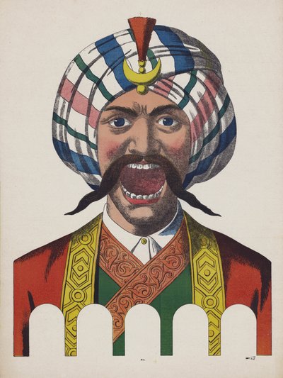Man in Turkish costume with mouth wide open by European School