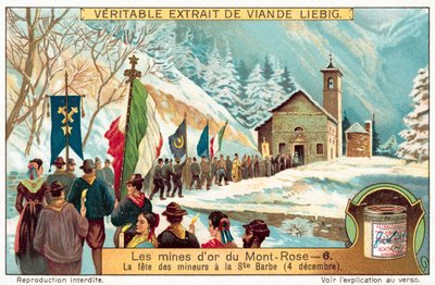 Miners of the Monte Rosa Gold Mines Celebrating the Feast of St Barbara, Patron Saint of Miners by European School