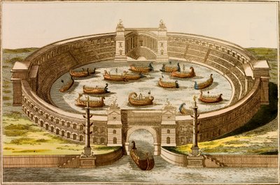 Naumachia, building used to stage naval battles for public entertainment in Ancient Rome by European School