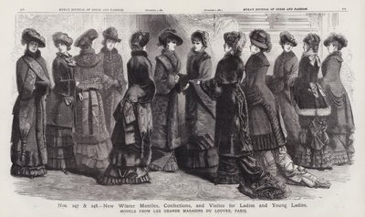 New Winter Mantles, Confections, and Visites for Ladies and Young Ladies, Models from Les Grands Magasins du Louvre, Paris by European School