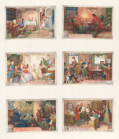 Original artwork for a set of Liebig cards: Life of Mozart by European School