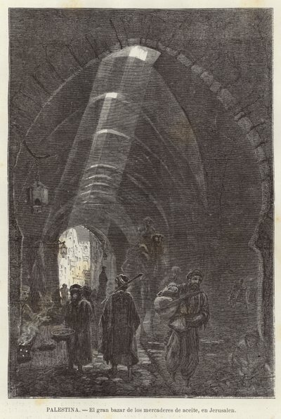 Palestine, The Great Bazaar of Oil Merchants, in Jerusalem by European School