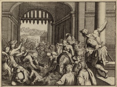 People of Samaria Plundering the Abandoned Camp of the Arameans by European School