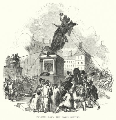 Pulling down the Royal Statue by European School