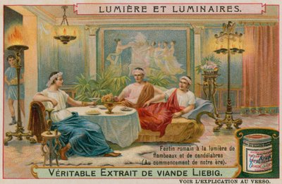 Roman Feast with Flaming Torches and Candelabra by European School