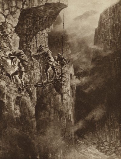 Simon Fraser in the Fraser Canyon on His Journey to the Sea by European School