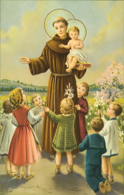 St Francis of Assisi with the infant Jesus and children by European School