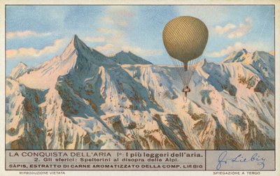 Swiss Balloonist Eduard Spelterini Flying Over the Alps by European School
